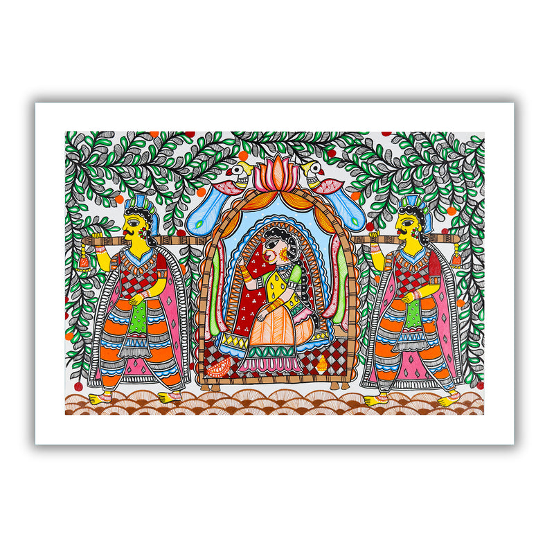 Handmade Doli Madhubani Painting Wall Decor 17x24