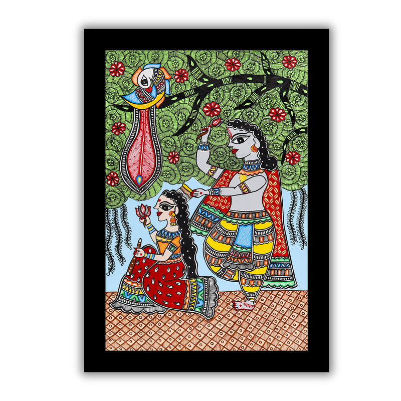 Handmade Radha Krishna Madhubani Painting Wall Decor 17x24