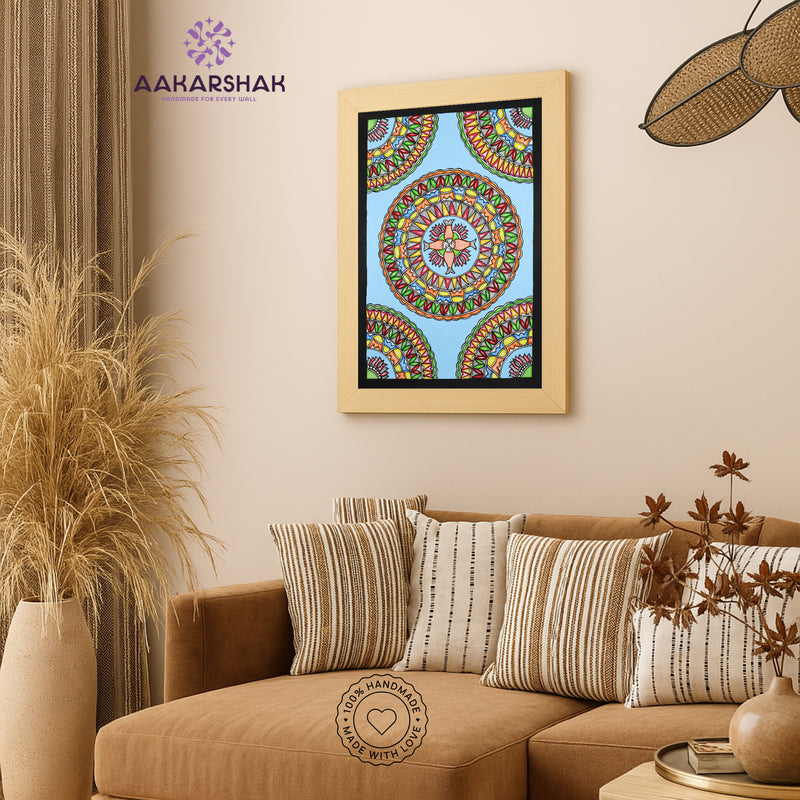 Handmade Madhubani art Fish Painting Wall Decor 17x24 Inch