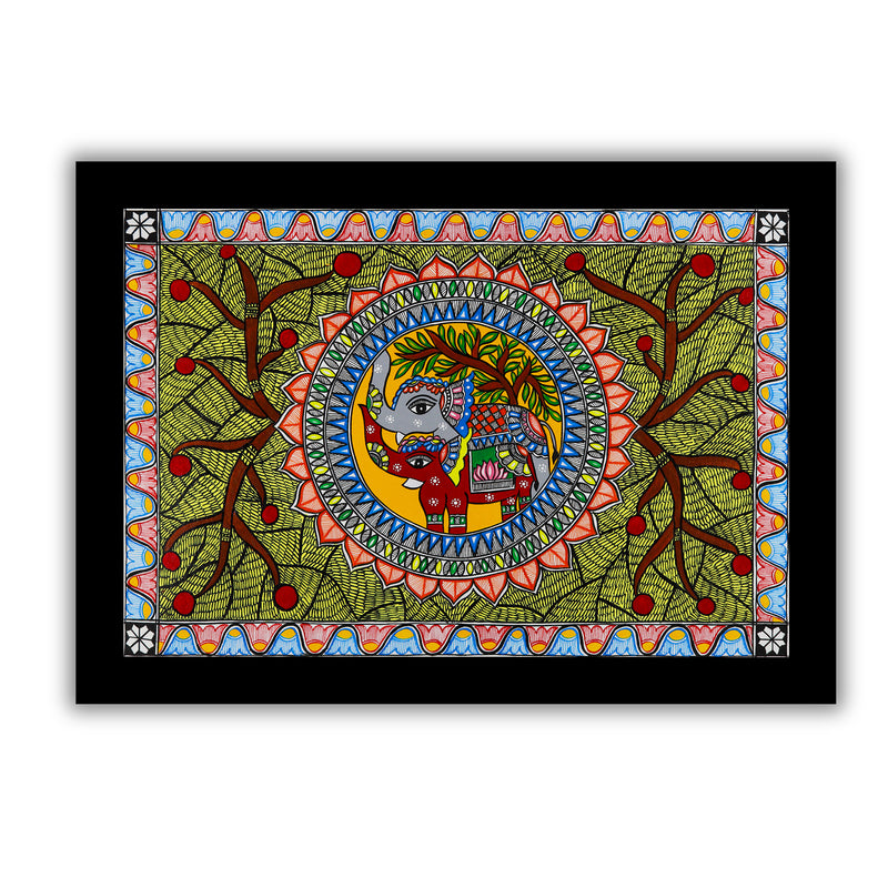 Handmade Elephant Madhubani Painting Wall Decor 17x24