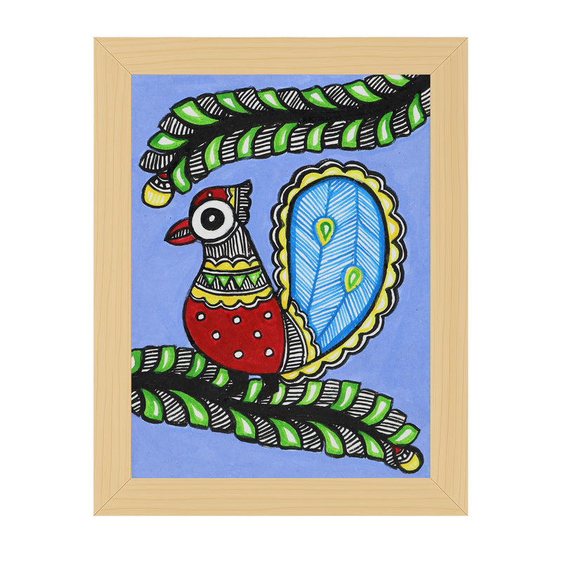 Handmade Madhubani Peacock Painting 6x8 Inch