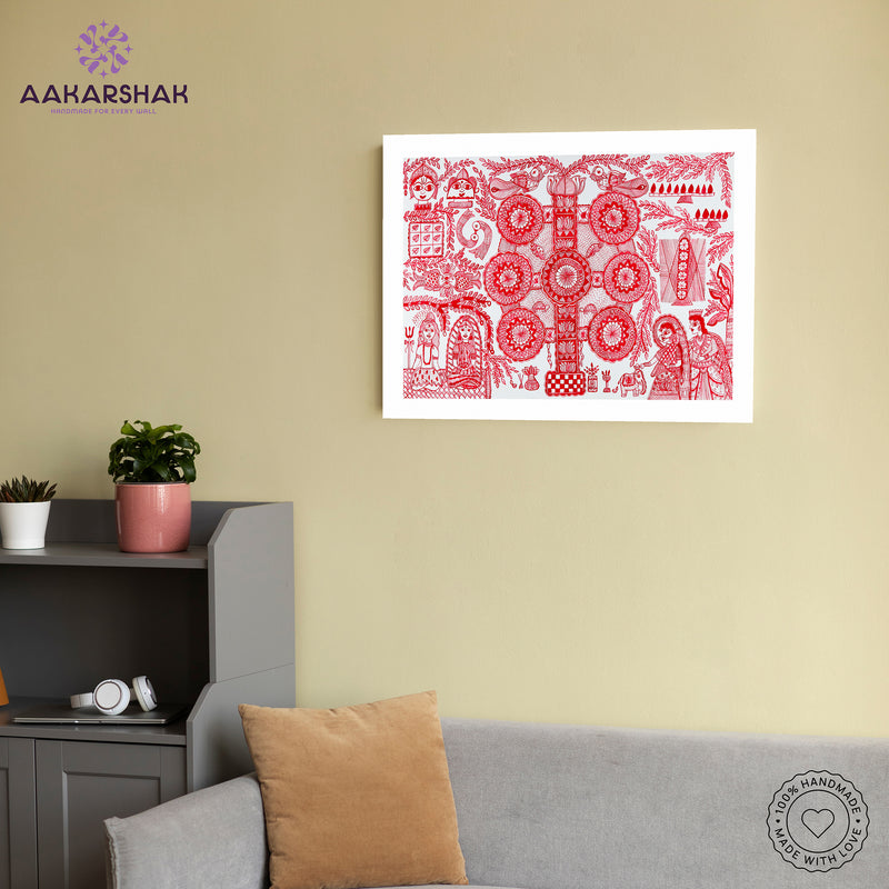 Handmade Kobhar Madhubani Painting Wall Decor 17x24