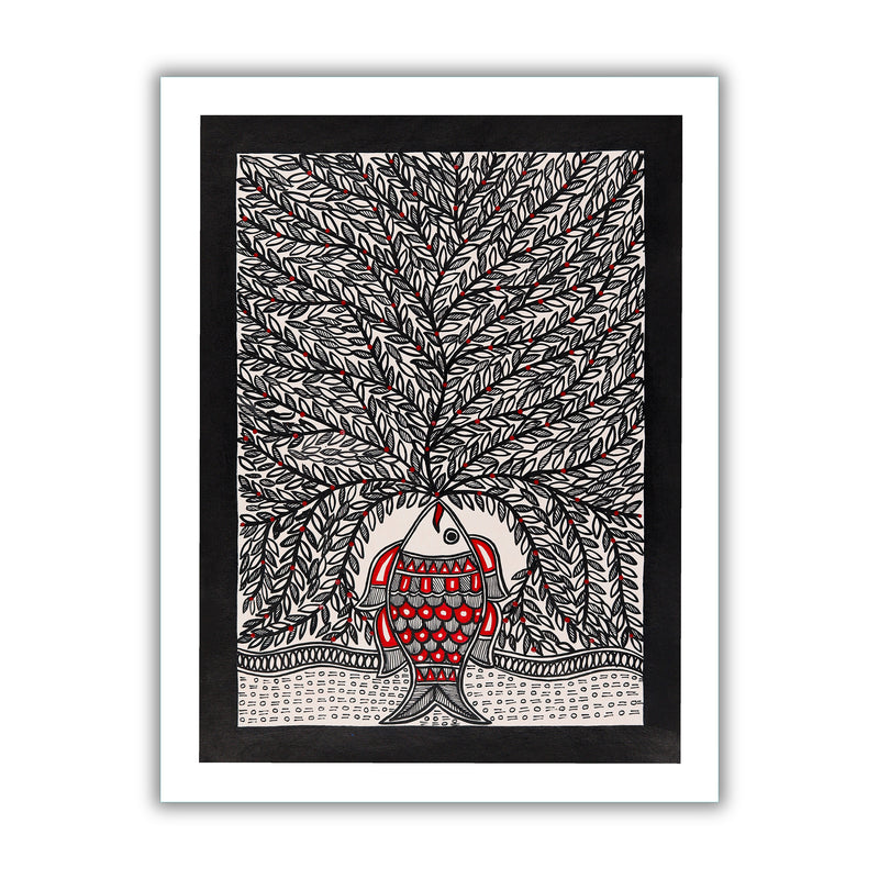 Handmade Tree of life Madhubani Painting Wall Decor 12x16