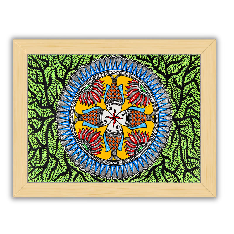 Handmade Fish Madhubani Painting Wall Decor 17x24
