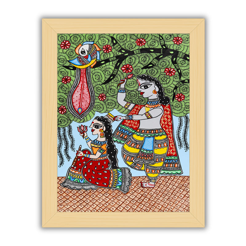 Handmade Radha Krishna Madhubani Painting Wall Decor 17x24