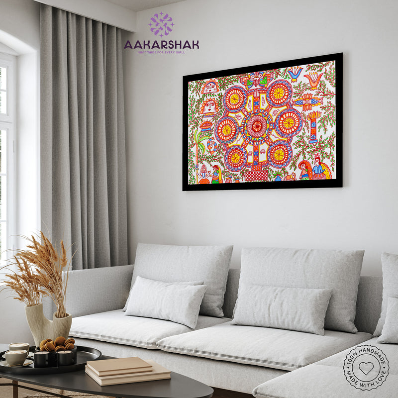 Handmade Kobhar Madhubani Painting Wall Decor 17x24