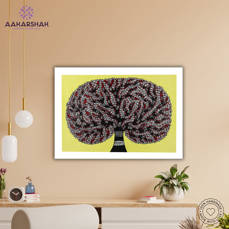 Handmade Tree of life Madhubani Painting Wall Decor 17x24