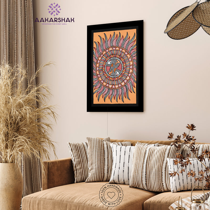 Handmade Madhubani art Fish Painting Wall Decor 17x24 Inch
