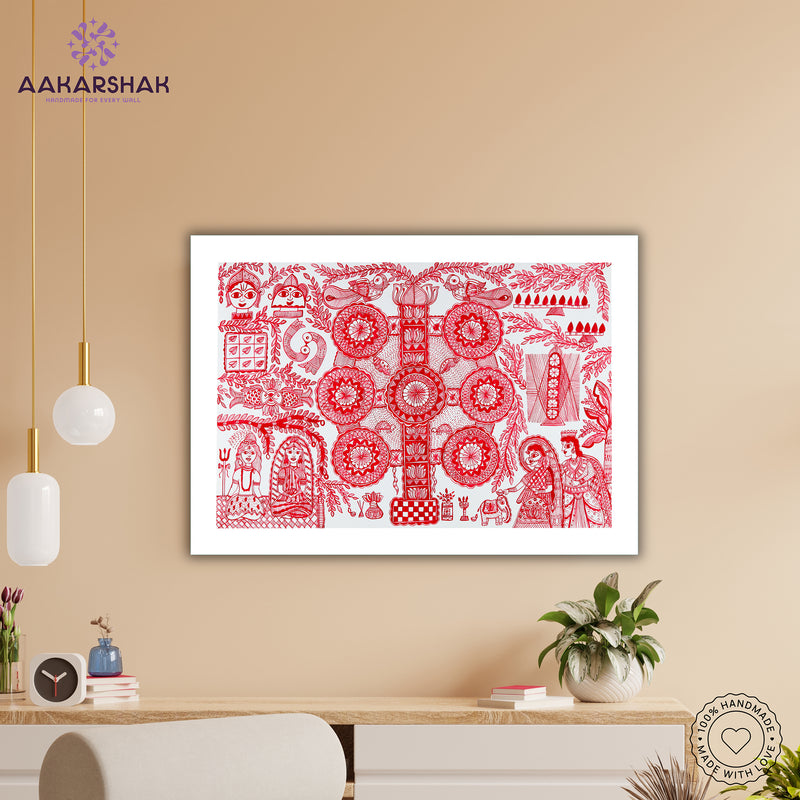 Handmade Kobhar Madhubani Painting Wall Decor 17x24
