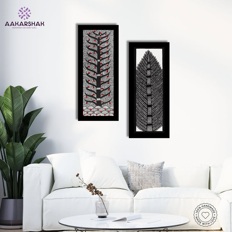 Handmade Madhubani Painting Set of 2 – Tree of life 8x23