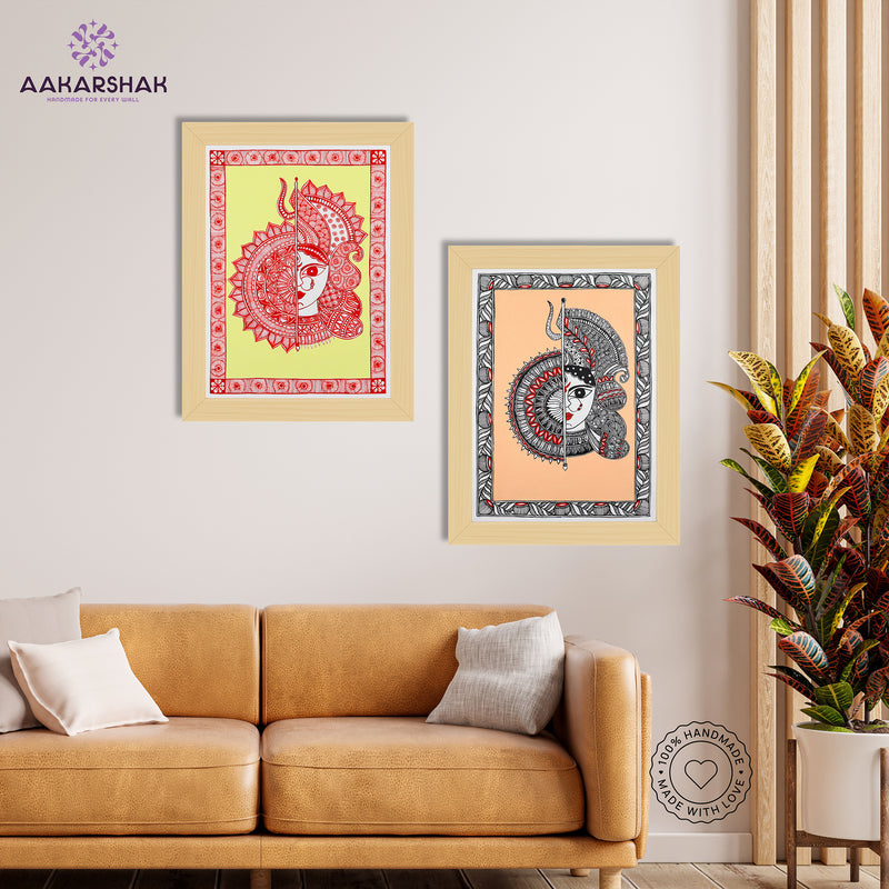 Handmade Madhubani Painting Set of 2 – Durga 12x16
