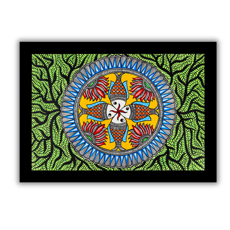 Handmade Fish Madhubani Painting Wall Decor 17x24