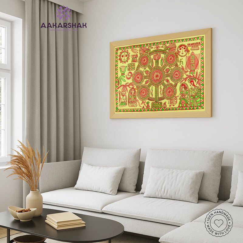 Handmade Kobhar Madhubani Painting Wall Decor 17x24