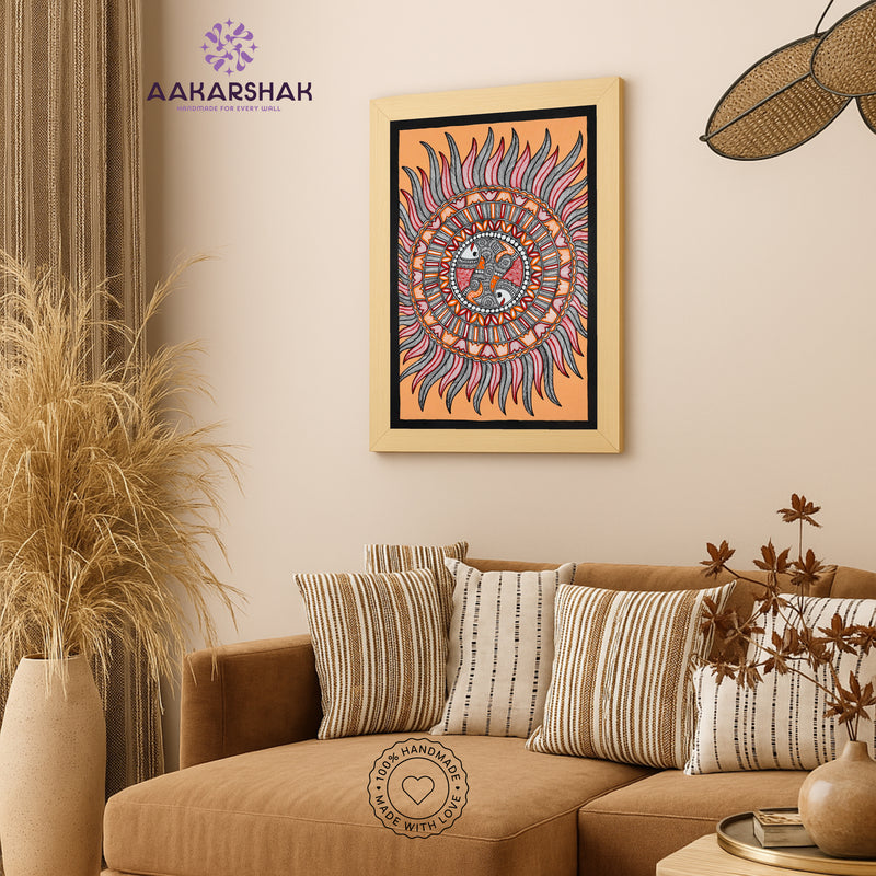 Handmade Madhubani art Fish Painting Wall Decor 17x24 Inch