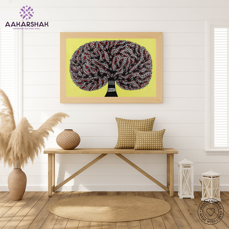 Handmade Tree of life Madhubani Painting Wall Decor 17x24