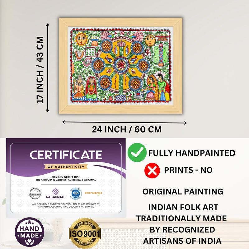 Handmade Kobhar Madhubani Painting Wall Decor 17x24