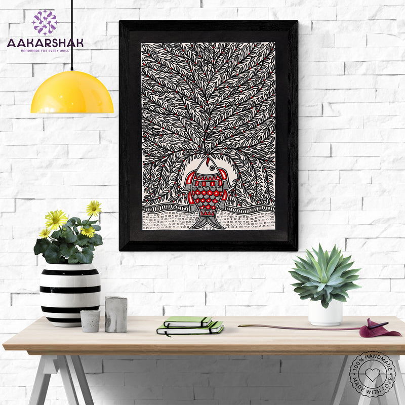 Handmade Tree of life Madhubani Painting Wall Decor 12x16