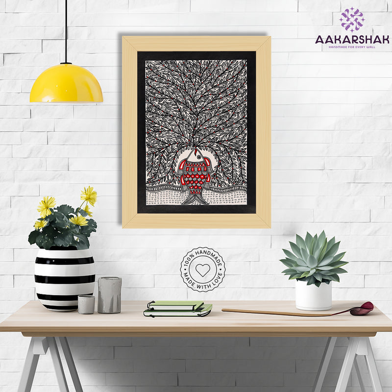 Handmade Tree of life Madhubani Painting Wall Decor 12x16