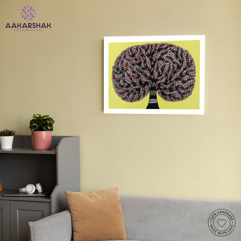 Handmade Tree of life Madhubani Painting Wall Decor 17x24