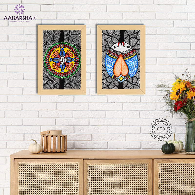 Handmade Fish Madhubani Painting 8x12 Set of 2