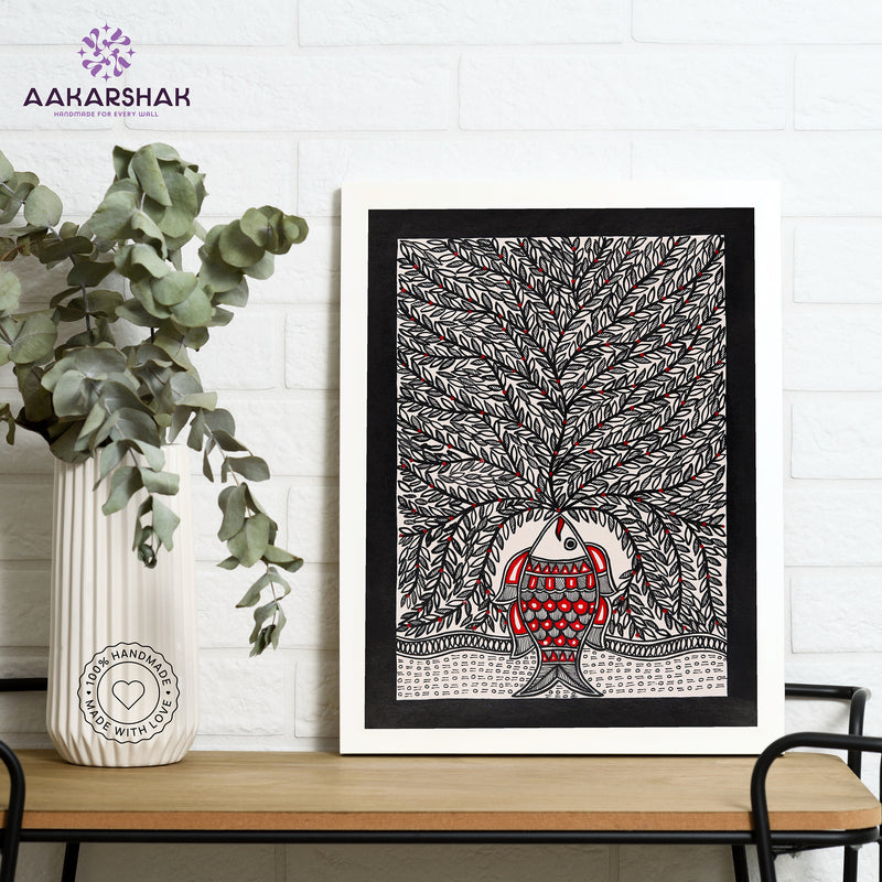 Handmade Tree of life Madhubani Painting Wall Decor 12x16