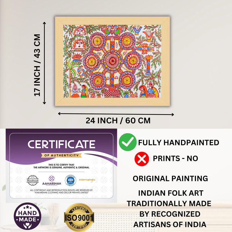 Handmade Kobhar Madhubani Painting Wall Decor 17x24