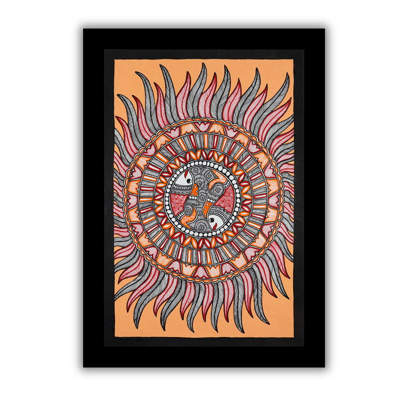 Handmade Madhubani art Fish Painting Wall Decor 17x24 Inch
