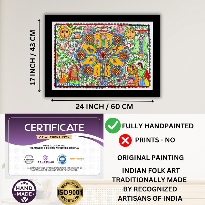 Handmade Kobhar Madhubani Painting Wall Decor 17x24