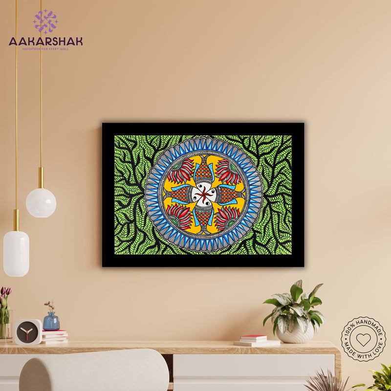 Handmade Fish Madhubani Painting Wall Decor 17x24
