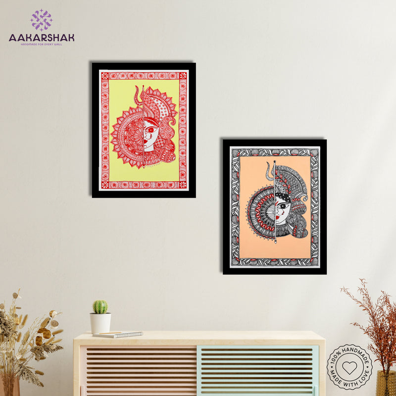 Handmade Madhubani Painting Set of 2 – Durga 12x16