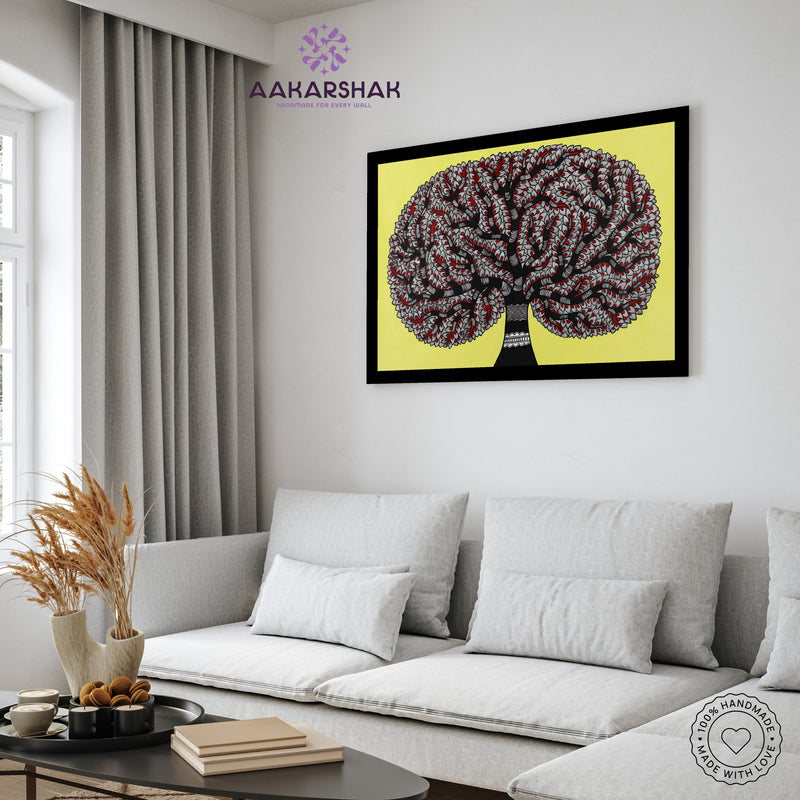 Handmade Tree of life Madhubani Painting Wall Decor 17x24