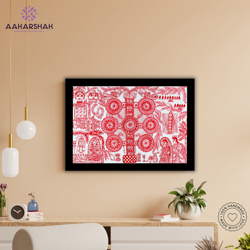 Handmade Kobhar Madhubani Painting Wall Decor 17x24