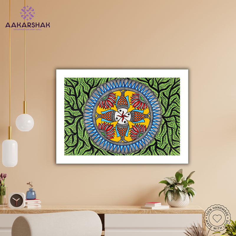 Handmade Fish Madhubani Painting Wall Decor 17x24