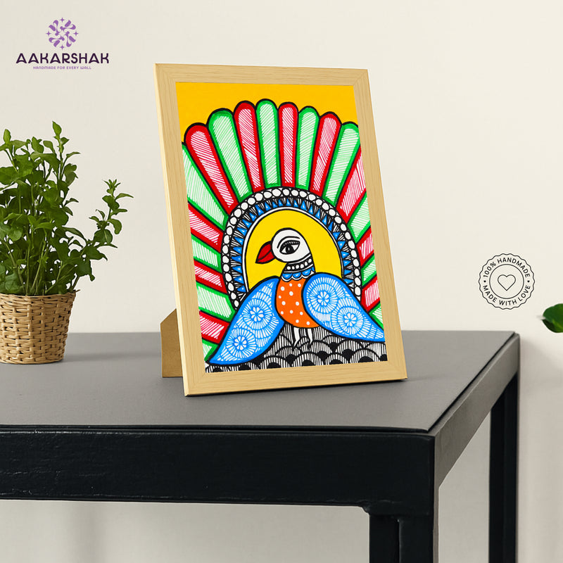 vibrant handmade madhubani painting-depicting indian folk traditions