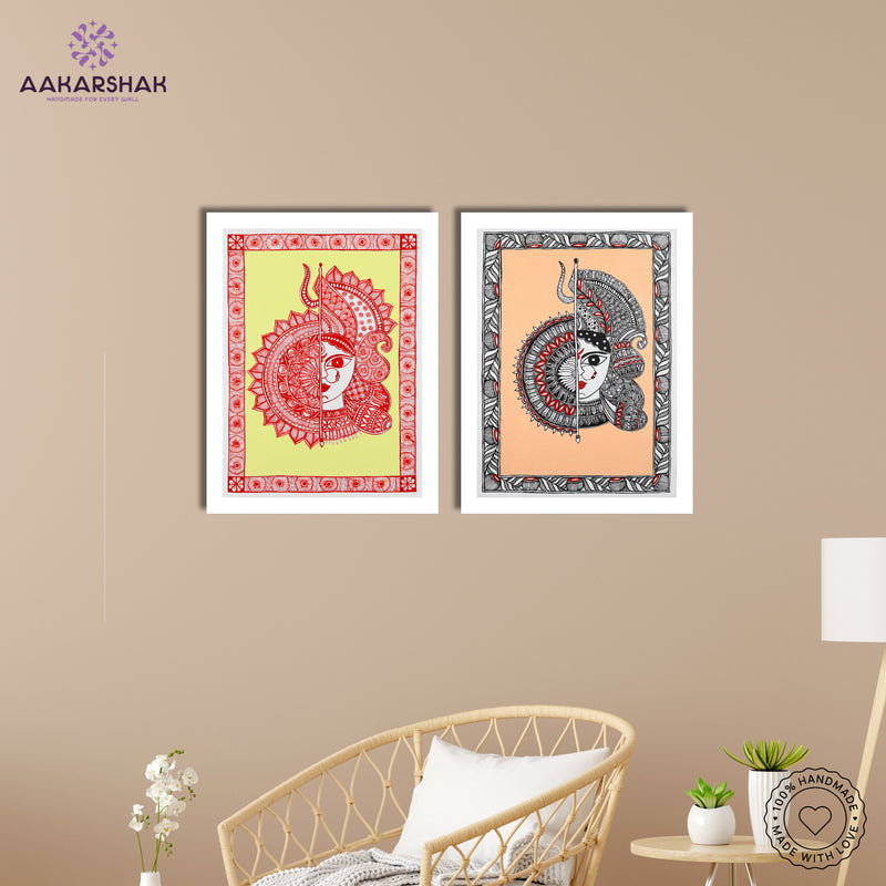 Handmade Madhubani Painting Set of 2 – Durga 12x16
