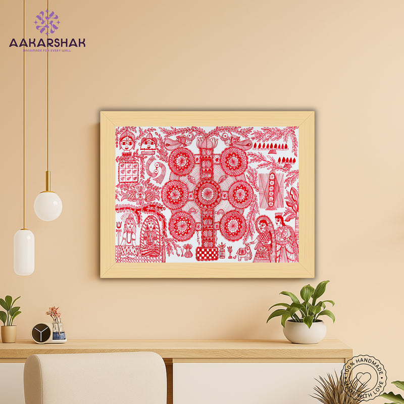 Handmade Kobhar Madhubani Painting Wall Decor 17x24