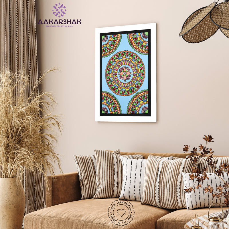 Handmade Madhubani art Fish Painting Wall Decor 17x24 Inch