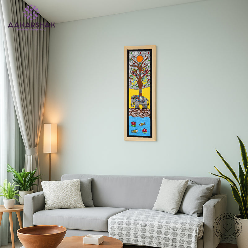 vibrant handmade elephant painting-depicting indian folk traditions