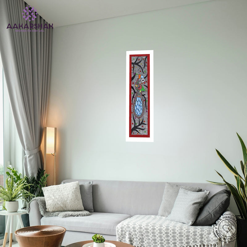 vibrant handmade peacock painting-depicting indian folk traditions