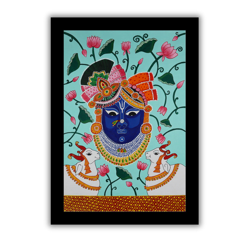 Handmade Pichwai Shrinathji Painting Framed 17x24 Inch Wall Art