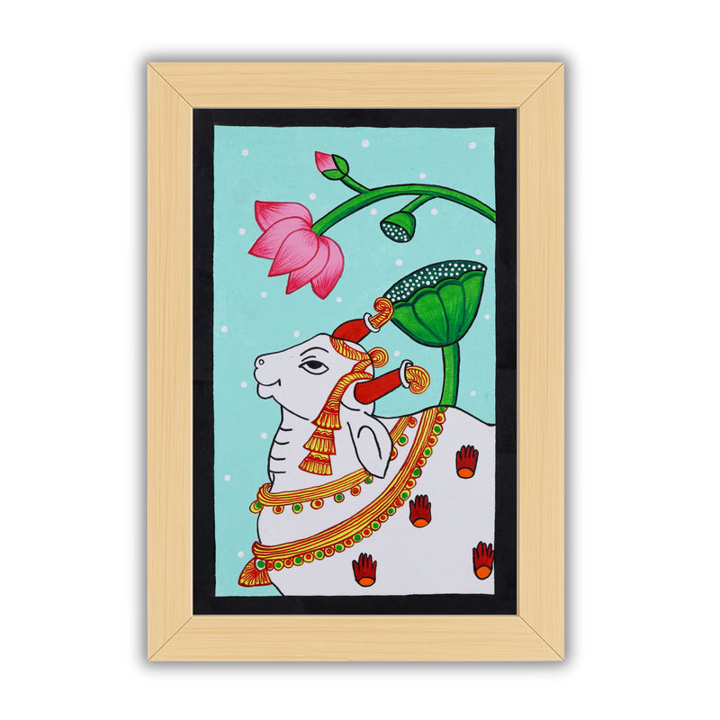 handmade pichwai cow painting-in vibrant traditional folk art style