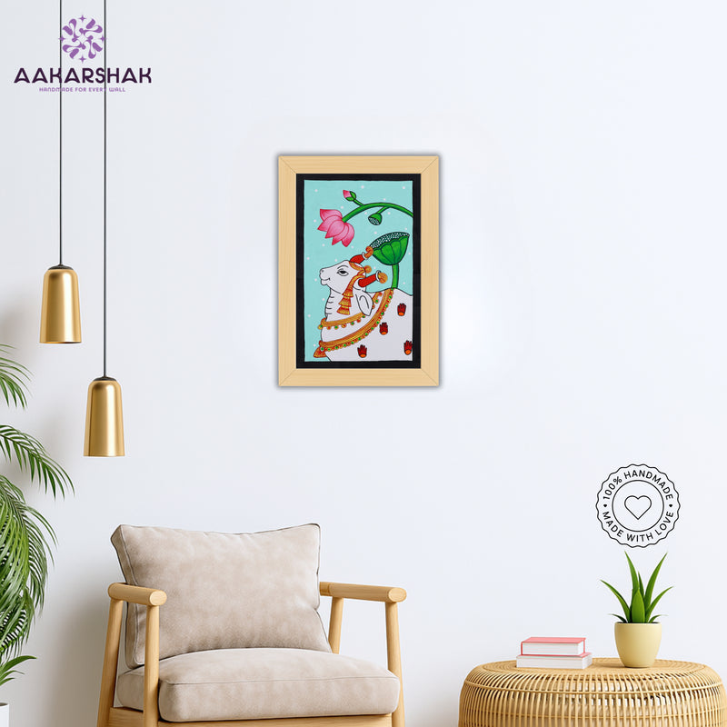 vibrant handmade cow painting-depicting indian folk traditions