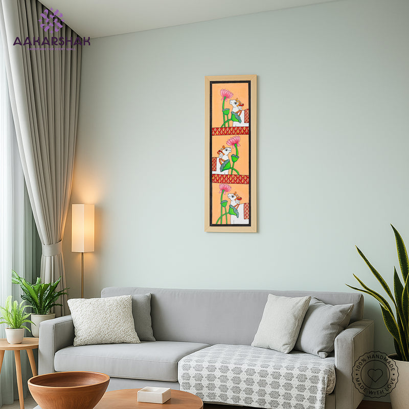 vibrant handmade cow painting-depicting indian folk traditions
