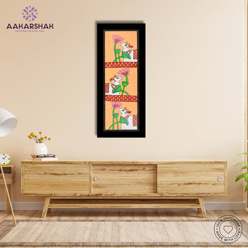 Framed artwork with cow design -handmade pichwai painting for home decor