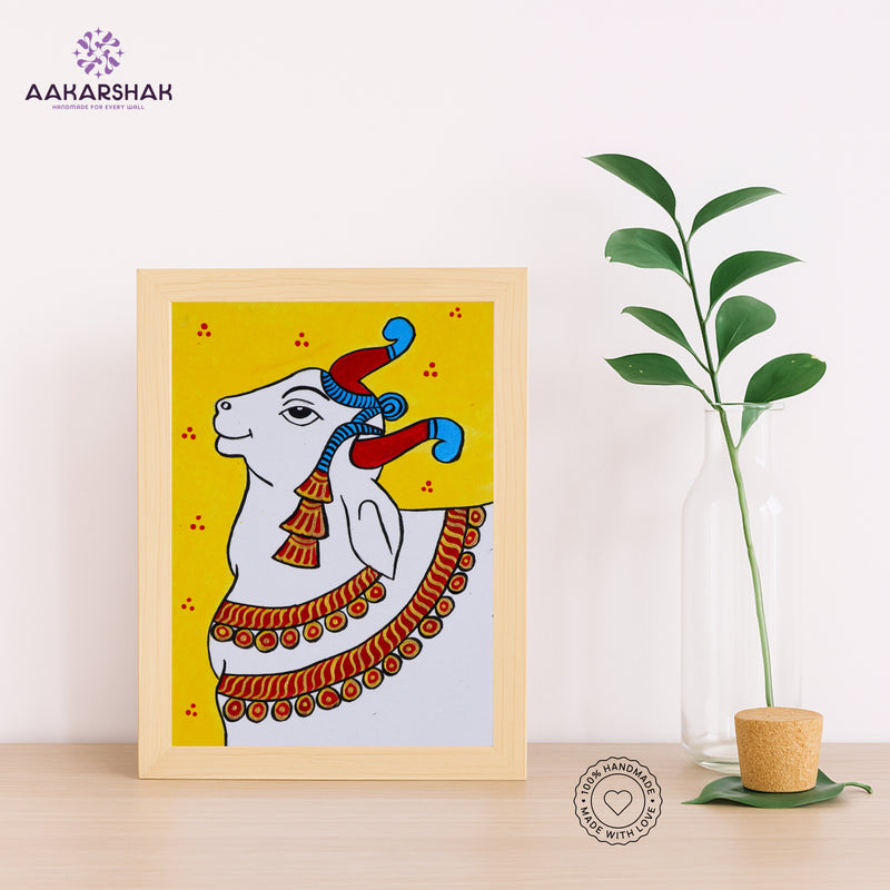 Handmade pichwai cow painting-with tabletop stand for home decor