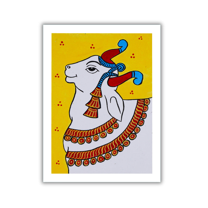 handmade pichwai painting cow-in vibrant traditional folk art style