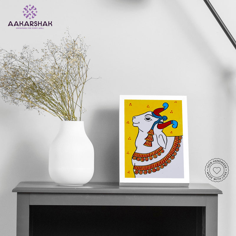 Handmade pichwai cow painting-with tabletop stand for home decor