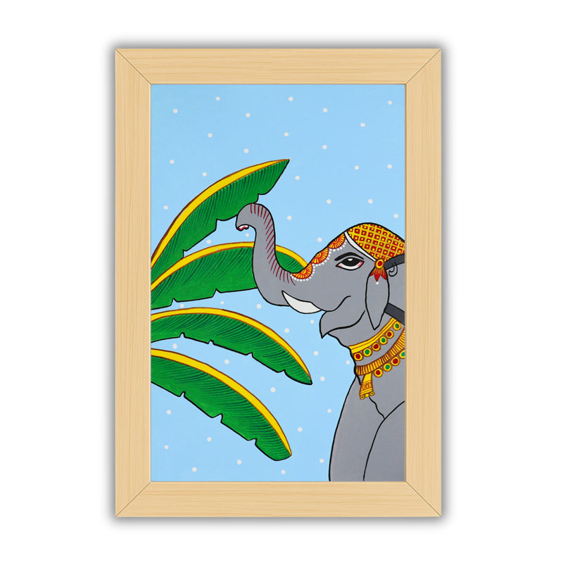 handmade pichwai elephant painting-in vibrant traditional folk art style