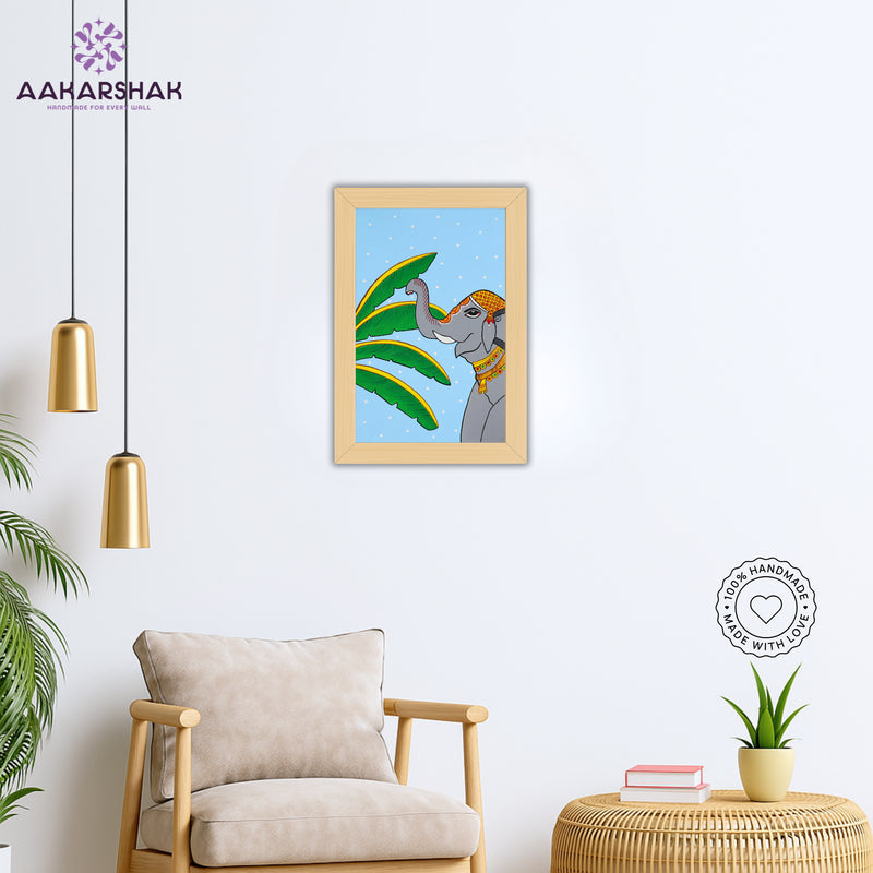 vibrant handmade elephant painting-depicting indian folk traditions