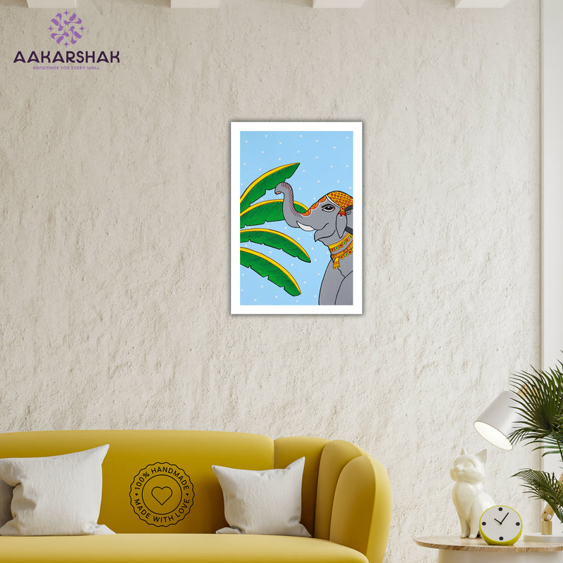 vibrant handmade elephant painting-depicting indian folk traditions